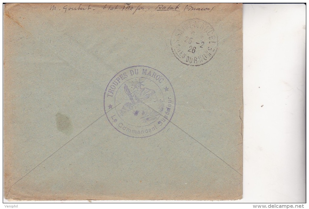 MAROC - LETTRE AFFRANCHIE PA N° 3 ET CACHET VIOLET "TROUPES DU MAROC" 1926 - Poste Aérienne