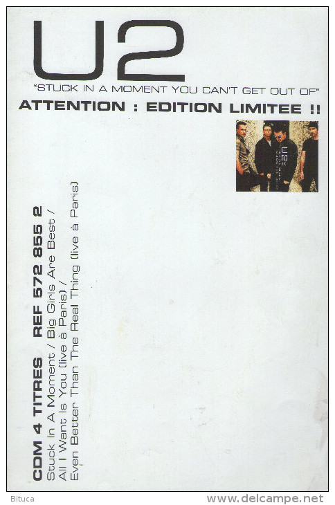 U2 STUCK IN A MOMENT YOU CAN'T GET OUT OF  POSTER/PLAN MEDIA TRES RARE PORT OFFERT - Objets Dérivés