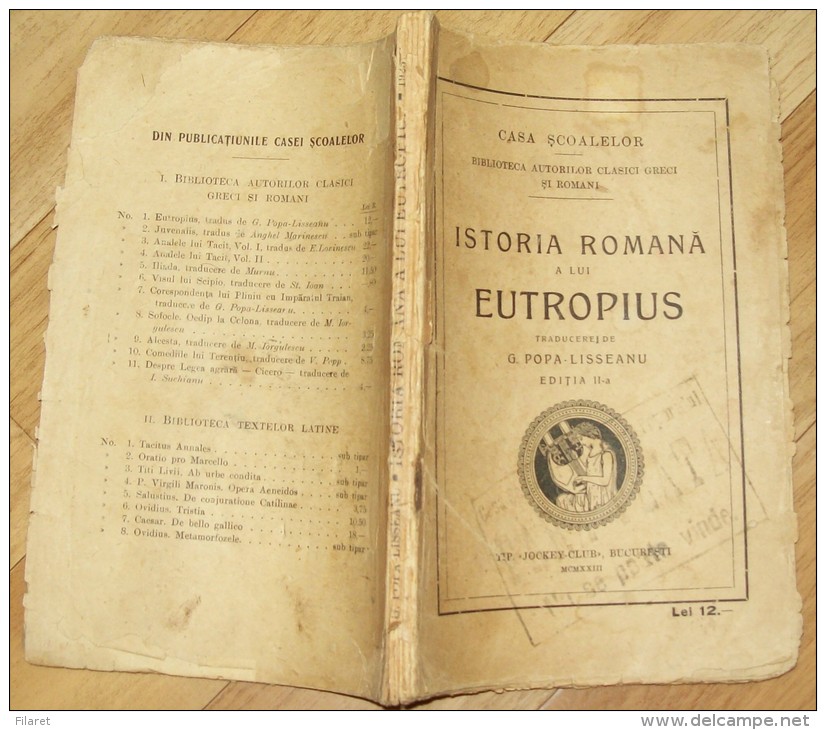 ISTORIA ROMANA A LUI EUTROPIUS-POPA LISSEANU - Alte Bücher