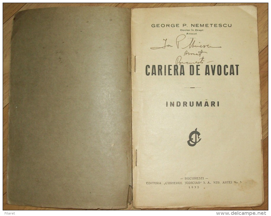 CARIERA DE AVOCAT-INDRUMARI-1932 PERIOD - Old Books