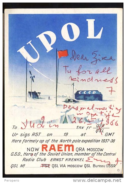 AK Nordpol  NORDPOL  UPOL USSR RADIO AMATEUR -RAEM  Was The Call Od S/S CHELUSKIN Smashed By Ice In The Polar Sea 1934 - Amateurfunk