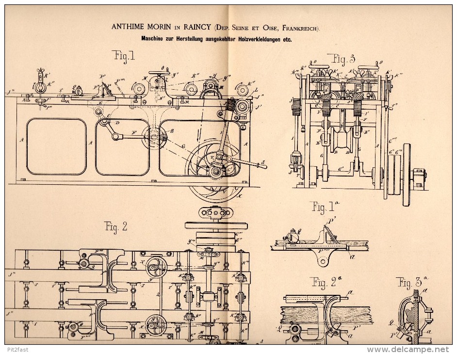 Original Patentschrift - Anthime Morin Dans Le Raincy , Seine Et Oise , 1884 , Machine Pour Le Bois, La Menuiserie !!! - Machines