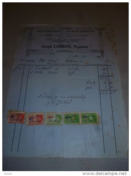 FF Facture Quincaillerie J Lambion Pepinster 1930 Timbres Fiscaux - 1900 – 1949