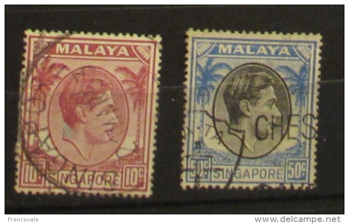 Singapore Malaya 1948 King George 10c E 50c - Singapour (...-1959)