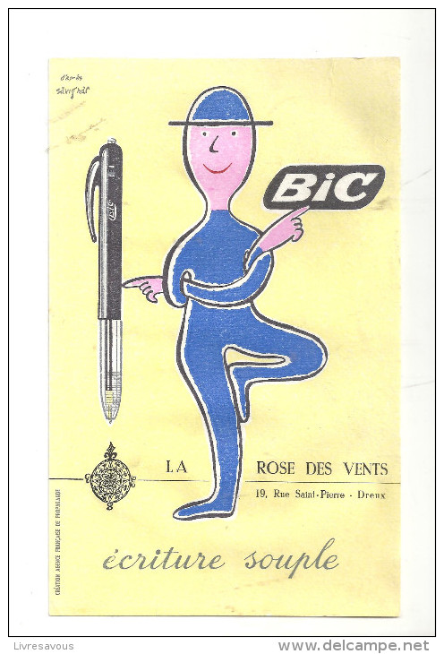 Buvard BIC Ecriture Souple Offert Par La Rose Des Vents 19, Rue Saint Pierre à Dreux - Papeterie