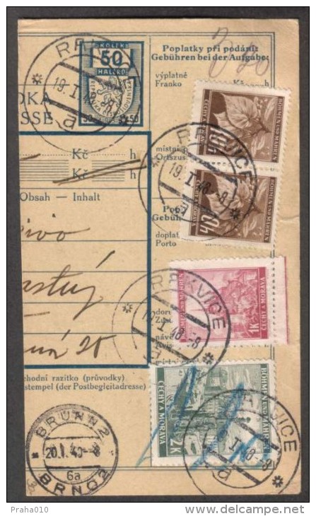 BuM0625 - Böhmen Und Mähren (1940) Rakvice / Brünn 2 - Brno 2 (Postal Parcel Dispach) Tariff: 50h + 3,20K - Covers & Documents