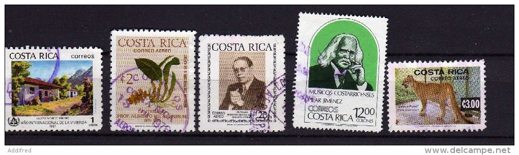 Costa Rica 5 Timbres Oblitérés(322) - Costa Rica