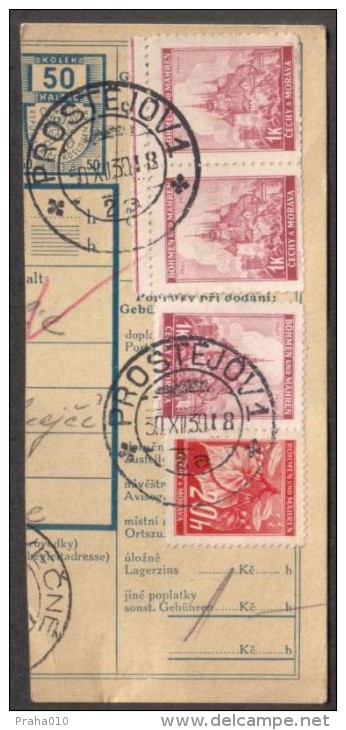 BuM0621 - Böhmen Und Mähren (1939) Prostejov 1 / Rovecne (Postal Parcel Dispach) Tariff: 50h + 3,20K - Covers & Documents