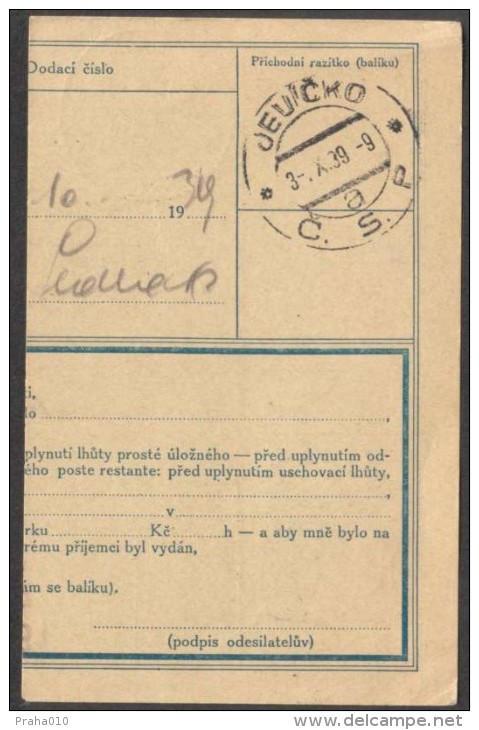 BuM0616 - Böhmen Und Mähren (1939) Olomouc 2 / Jevicko (Postal Parcel Dispach) Tariff: 50h + 3,20K (mixed Franking) - Storia Postale