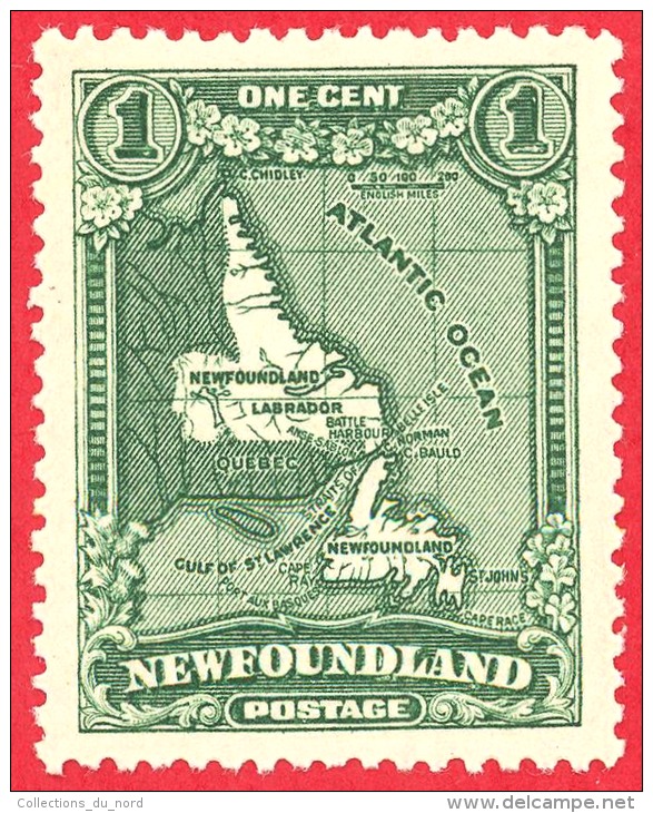 Newfoundland # 172 - 1 Cent -  Mint N/H - Dated 1929-31 - Map /  Terre-Neuve  - Carte - 1908-1947