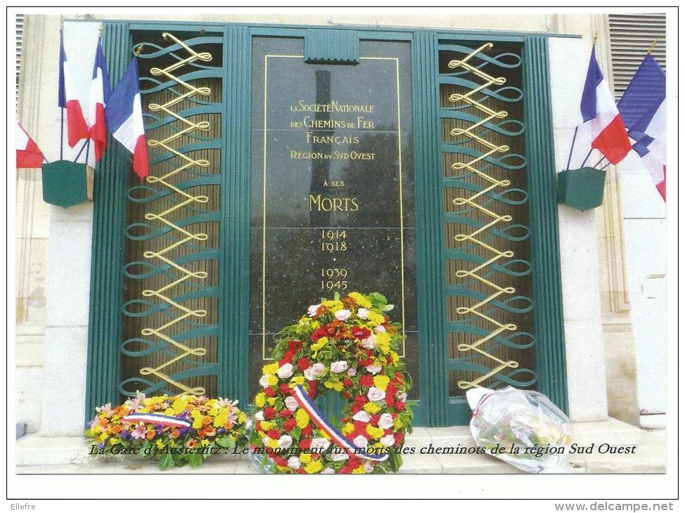 Paris, Extérieur Gare D' Austerlitz 11 Novembre, Le Monument Aux Morts Des Cheminots , Cpm D'après Photo Originale - Métro Parisien, Gares