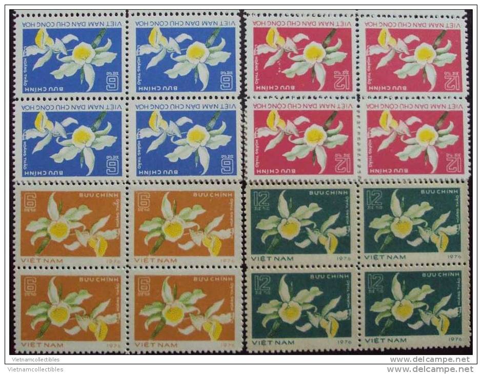 Blocks Of 4 Vietnam Viet Nam MNH Perf Stamps 1976 : Hoang Thao Orchids / Orchid (Ms307) - Vietnam