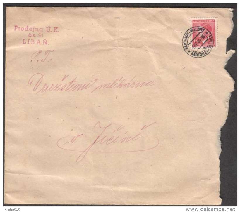 BuM0729 - Böhmen Und Mähren (1944) Karthaus-Walditz - Kartouzy-Valdice (letter) Tariff: 1,20K (stamp: Adolf Hitler) - Briefe U. Dokumente