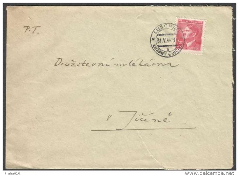 BuM0772 - Böhmen Und Mähren (1944) Luschan - Luzany U Jicina (letter) Tariff: 1,20K (stamp: Adolf Hitler) - Covers & Documents
