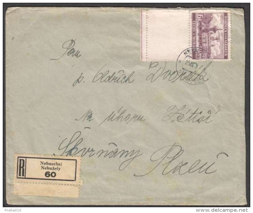 BuM0788 - Böhmen Und Mähren (194x) Nebuschel - Nebuzely (R-letter) Stamp (+ Coupon): City Ceske Budejovice - Square - Storia Postale