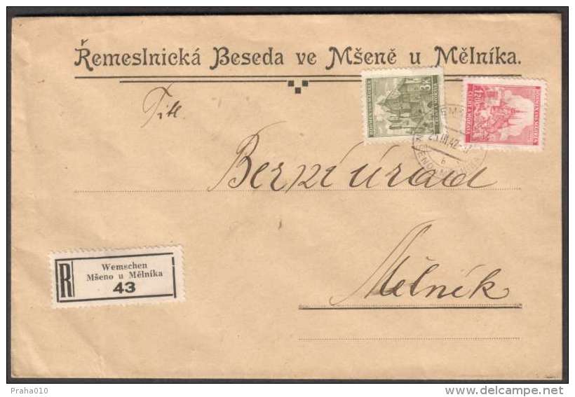 BuM0783 - Böhmen Und Mähren (1942) Wemschen - Mseno U Melnika (R-letter) Tariff: 4,20K - Covers & Documents
