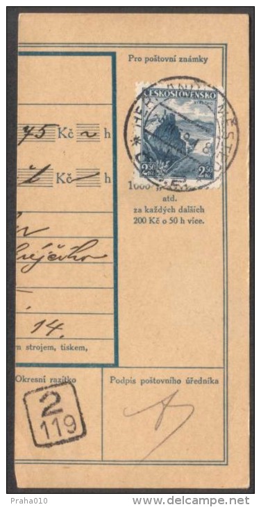 BuM0610 - Böhmen Und Mähren (1939) Hermanuv Mestec / (2/119) (Postal Money Order) Tariff: 2,50K (cz. Stamp) - Covers & Documents