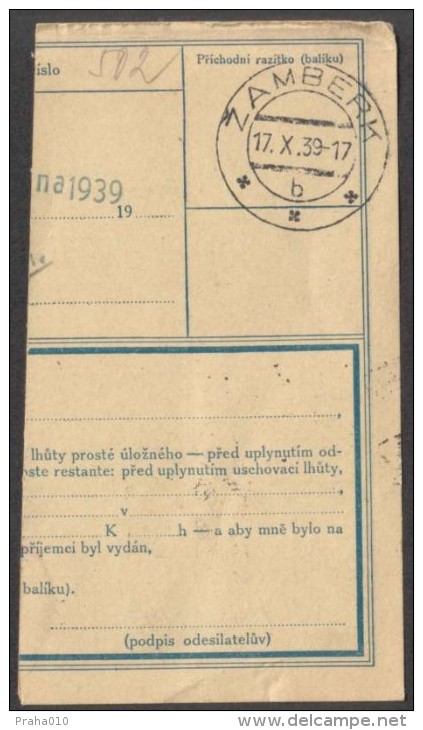 BuM0617 - Böhmen Und Mähren (1939) Rozdalovice / Zamberk (Postal Parcel Dispach) Tariff: 50h + 3,50K - Storia Postale