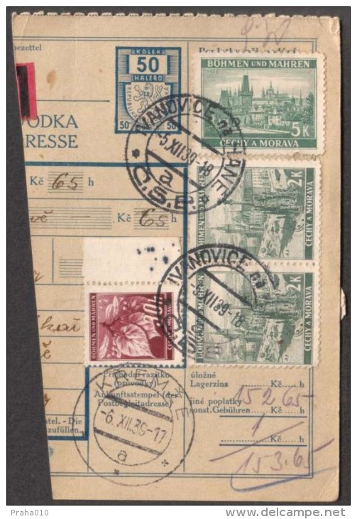 BuM0618 - Böhmen Und Mähren (1939) Ivanovice Na Hane / Kremze (Postal Parcel Dispach) Tariff: 50h + 9,30K - Storia Postale