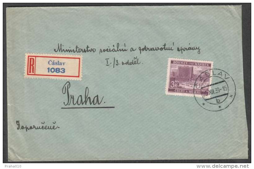 BuM0624 - Böhmen Und Mähren (1939) Caslav (R-letter), Tariff: 3,00K (czech. R-label !) - Storia Postale