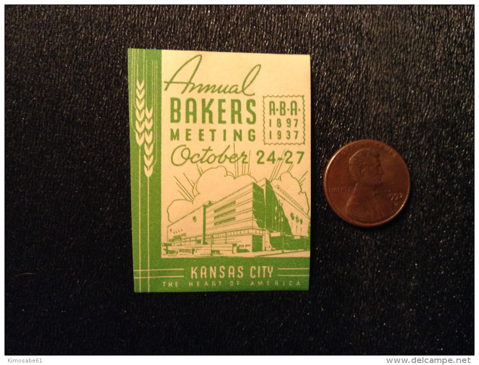 US, Vintage Cinderella Stamp - 1937 Annual Bakers Meeting, Oct 24-27, Kansas City - Other & Unclassified