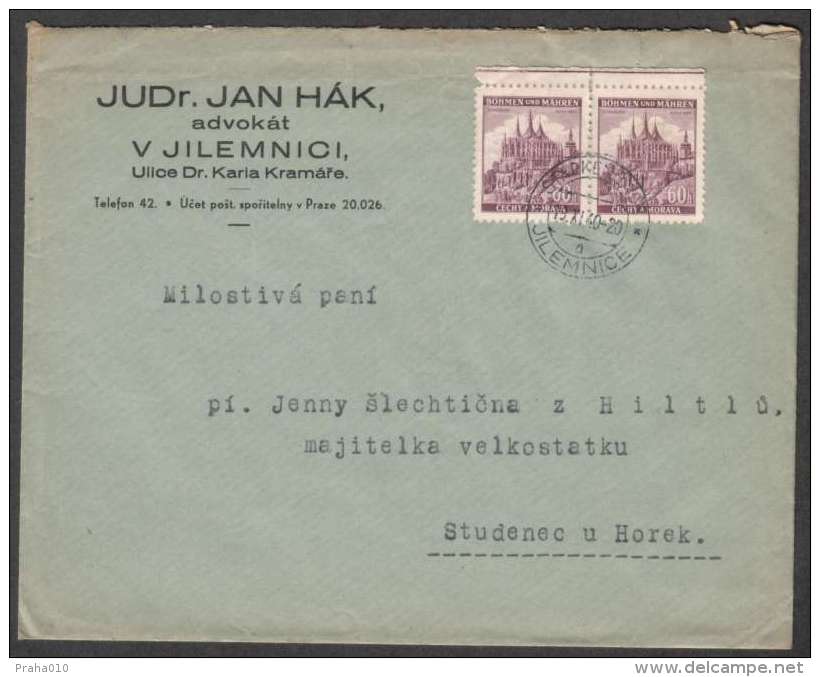 BuM0720 - Böhmen Und Mähren (1940) Starkenbach - Jilemnice (letter) Tariff: 1,20K (stamp: 2x 60h City Kutna Hora) - Briefe U. Dokumente