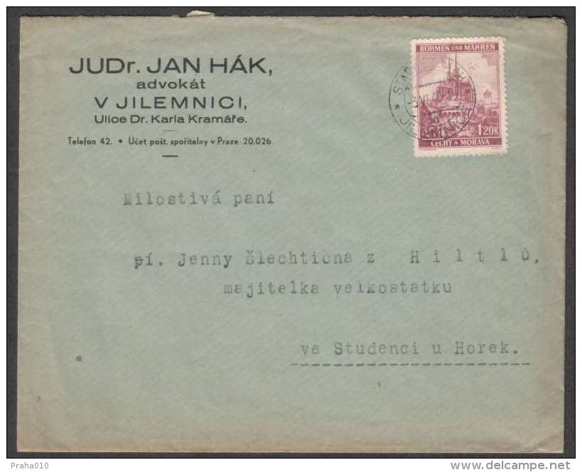 BuM0728 - Böhmen Und Mähren (1940) Starkenbach - Jilemnice (letter) Tariff: 1,20K (stamp: City Brno - Church) - Covers & Documents