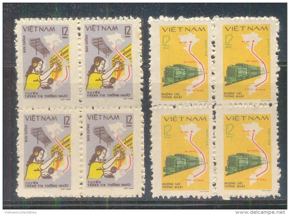 Blocks 4 Of Vietnam Viet Nam MNH Perf Stamps 1980 : National Telecommunications' Day / Train / Railway Route Map (Ms368) - Vietnam