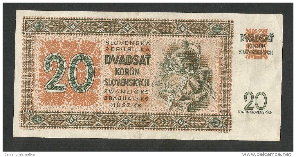 [NC] SLOVAKEI / SLOVAKIA - 20 KORUN (1939) - REPUBLIKA SLOVENSKA - Slovacchia