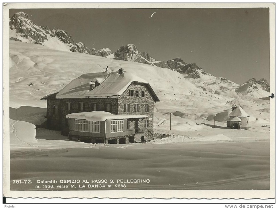 BL345 - OSPIZIO AL PASSO S. PELLEGRINO - BELLUNO - F.G. VIAGGIATA 1939 - Belluno