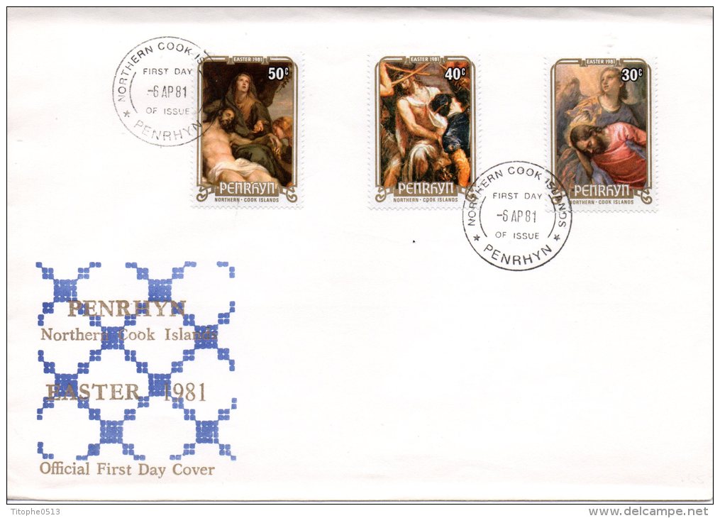 PENRHYN. N°136-8 Sur Enveloppe 1er Jour (FDC) De 1981. Pâques/Tableaux Sur La Mort De Jésus-Christ. - Pasen