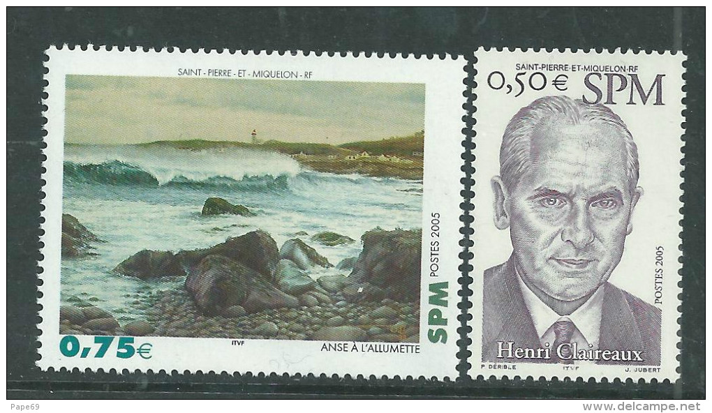 St Pierre Et Miquelon N° 840 / 41  XX Henri Claireaux Et Anse à L'Allumette. Les 2 Valeurs Sans Charnière,TB - Usados