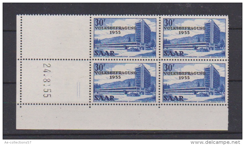 SARRE // Coin Daté  //  30 F Bleu     // N 346   //  24/8/1955   //  Neuf** - Autres & Non Classés