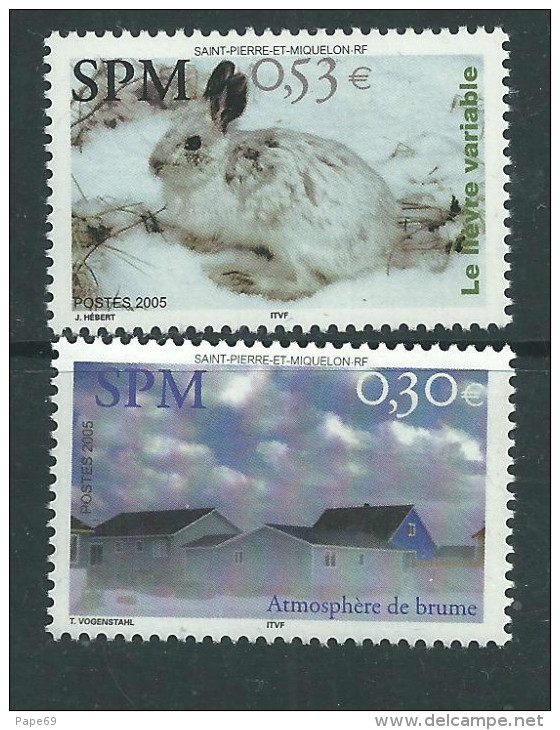 St Pierre Et Miquelon N° 852 + 855  XX "Atmosphère De Brumee" Et Le Lièvre Variable Les 2 Valeurs Sans Charnière,TB - Used Stamps