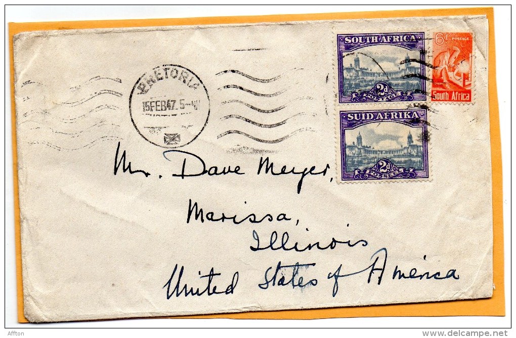South Africa 1947 Cover Mailed To USA - Briefe U. Dokumente