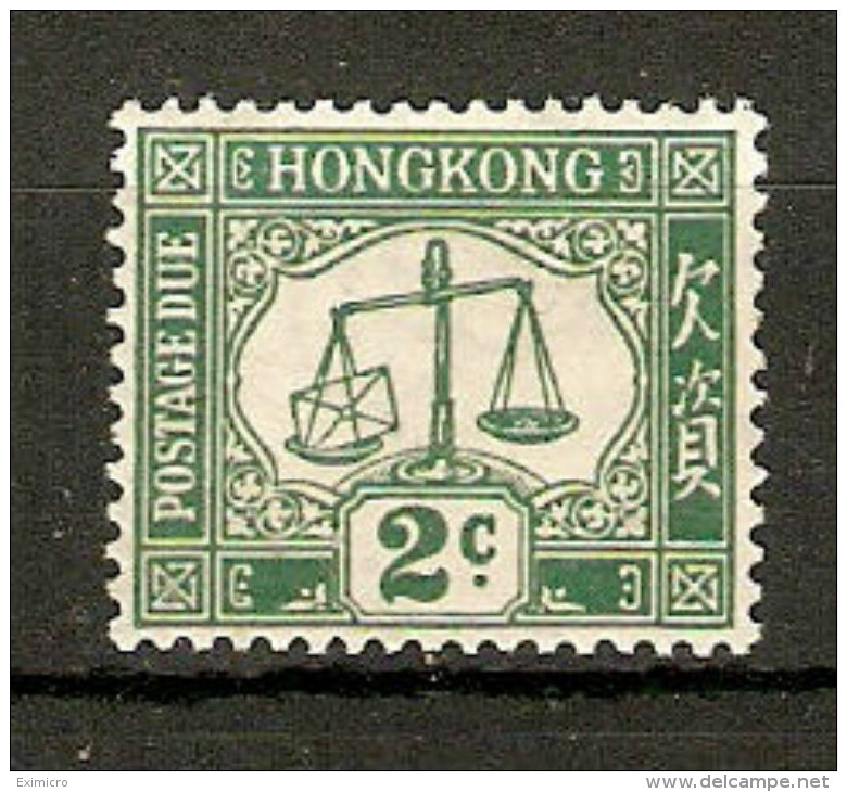 HONG KONG 1928 2c POSTAGE DUE SG D2a  WATERMARK SIDEWAYS LIGHTLY MOUNTED MINT  Cat £11 - Postage Due