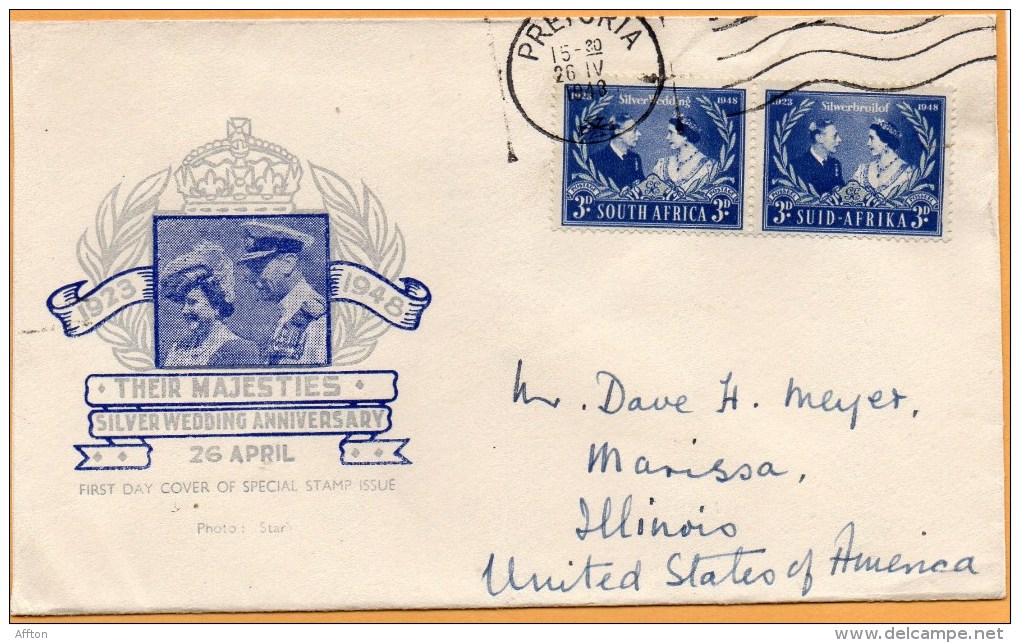 South Africa 1949 FDC Mailed To USA - FDC