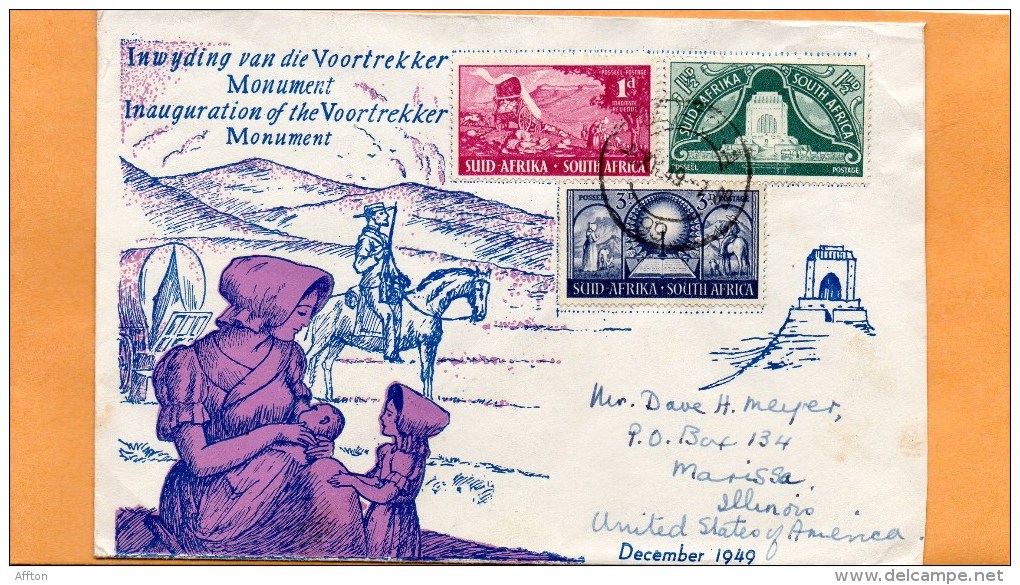 South Africa 1949 FDC Mailed To USA - FDC