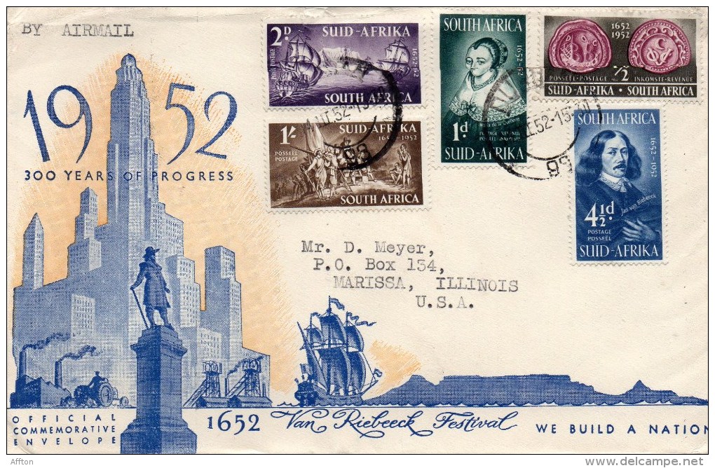 South Africa 1952 FDC Mailed To USA - FDC