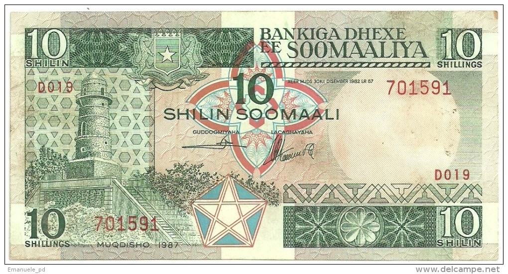 Somalia 10 Shilling 1987 AUNC Dirty - Somalia