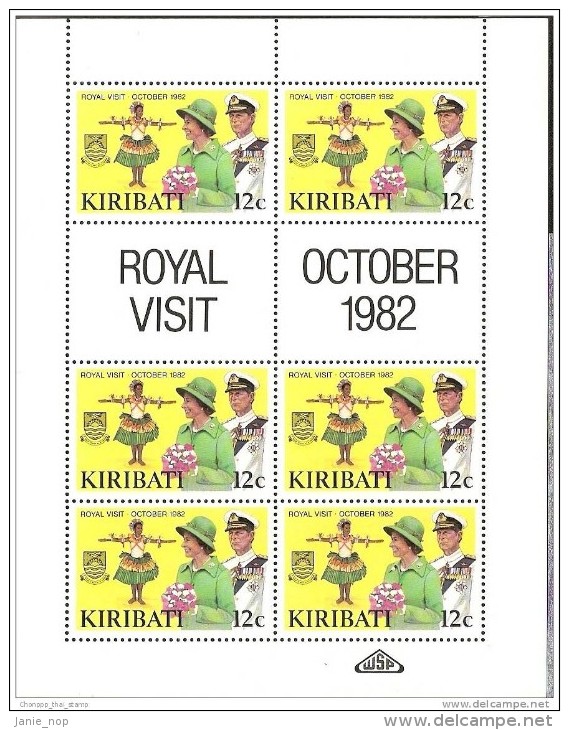 Kiribati 1982 Royal Visit Set In Sheetlets MNH - Kiribati (1979-...)
