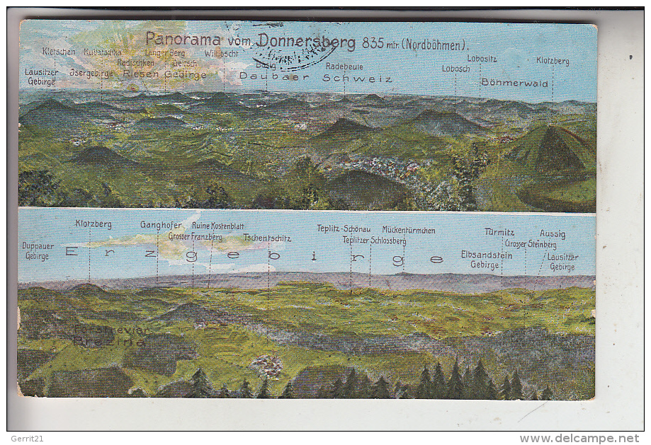 BÖHMEN & MÄHREN - DONNERSBERG / MILESOV, Panorama-Ansichten, Landpoststempel - Sudeten