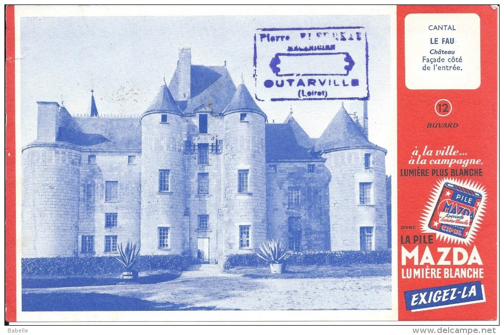 Buvard PILE MAZDA " Château LE FAU " - Baterías