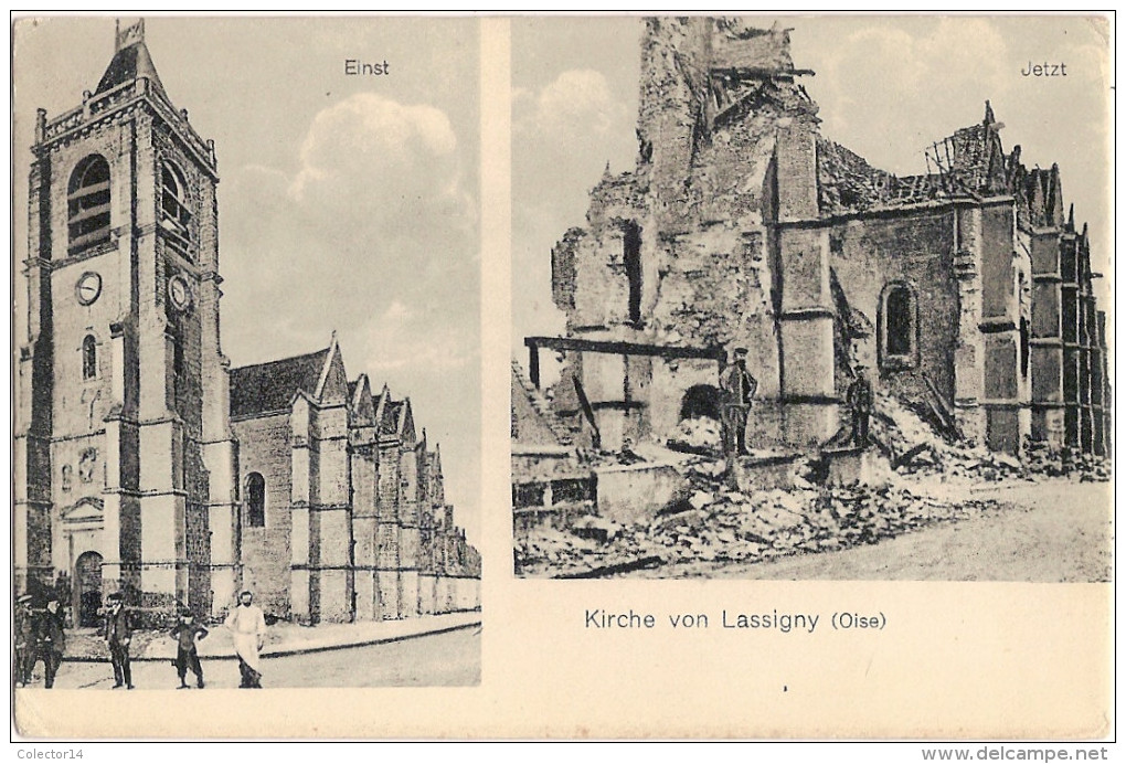 60  FELD POSTKARTE KIRCHE VON LASSIGNY - Lassigny