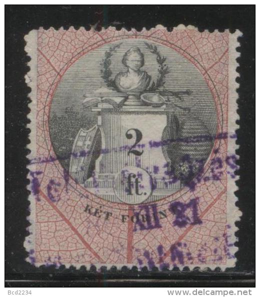 HUNGARY ALLEGORIES 1881 2FT BLACK & ROSE WMK FT REVENUE BAREFOOT 123 PERF 11.50 X 11.50 - Fiscales