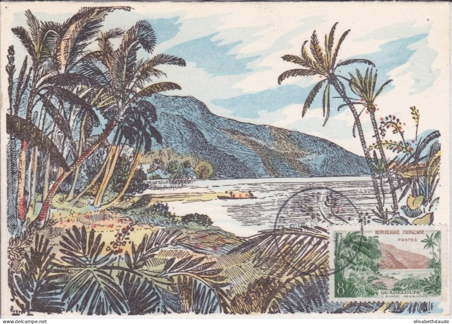 GUADELOUPE - 1957 - CARTE MAXIMUM Du TIMBRE De FRANCE "GUADELOUPE" - Cartas & Documentos