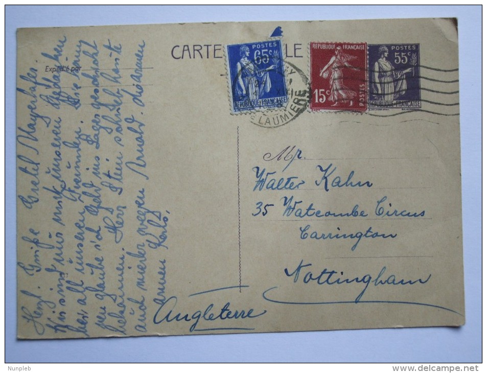 FRANCE 1938 POSTCARD  FROM PARIS TO ENGLAND - Lettres & Documents