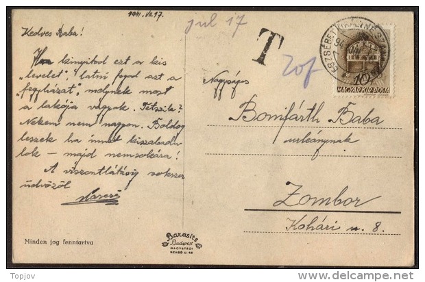 HUNGARY - MAGYAR  - ERZSEBET SANATOR. To SOMBOR VOJVODIAN + PORTO - 1941 - Briefe U. Dokumente