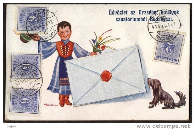 HUNGARY - MAGYAR  - ERZSEBET SANATOR. To SOMBOR VOJVODIAN + PORTO - 1941 - Lettres & Documents