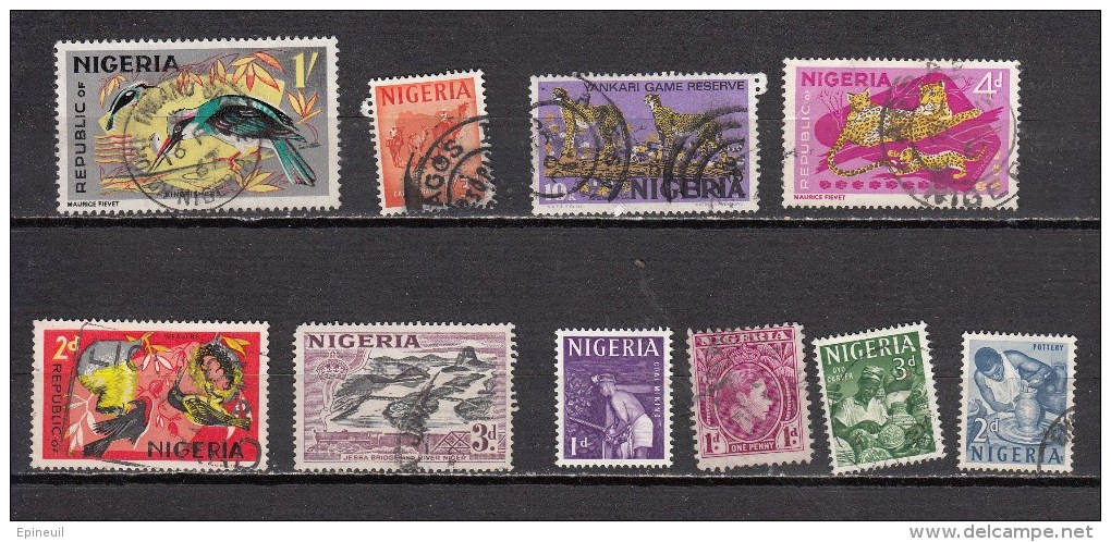 NIGERIA LOT DE 10 TIMBRES OBLITERES - Nigeria (1961-...)